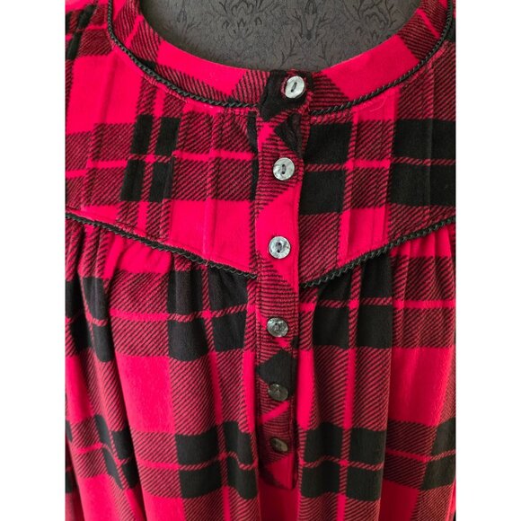 Aria Collection Womens Long Red & Black Plaid Nightgown XL - Picture 3 of 7